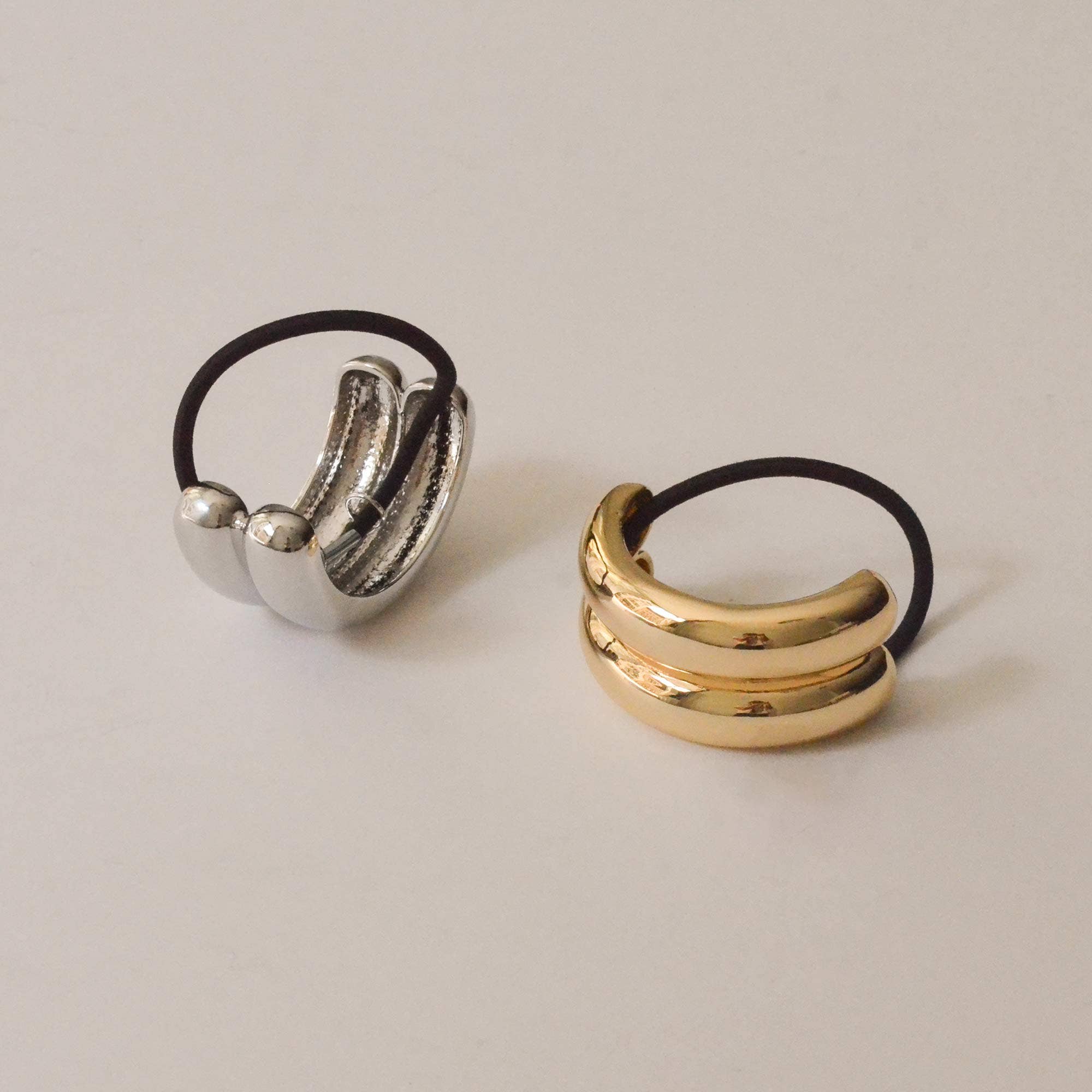 Gold Wide Double Arch Metal Ponytail Hair Tie