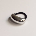 Silver Wide Crescent Metal Ponytail Hair Tie
