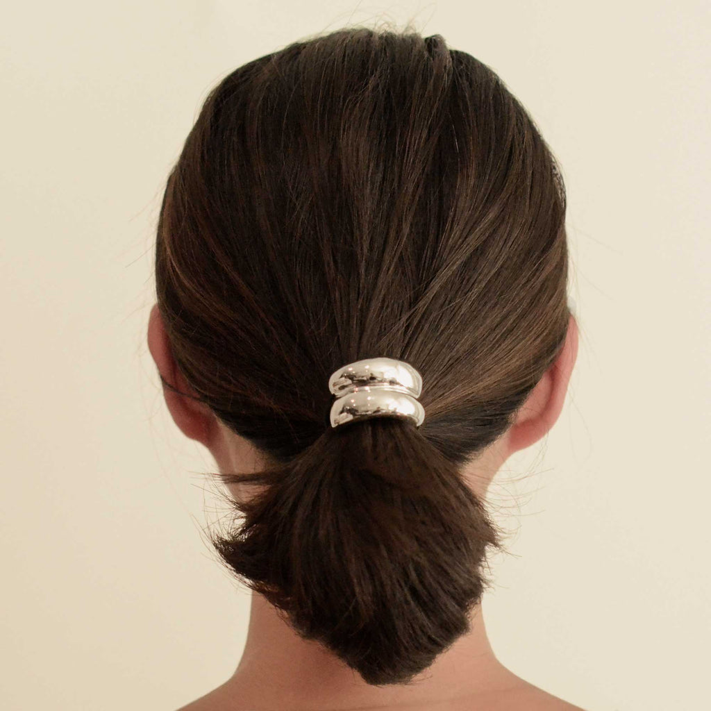 Silver Mini Double Arch Metal Ponytail Hair Tie