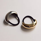 Silver Wide Crescent Metal Ponytail Hair Tie