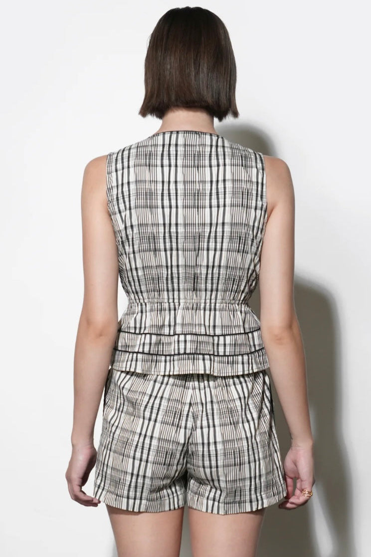 Evelyn Sleeveless Neck Drawstring Top