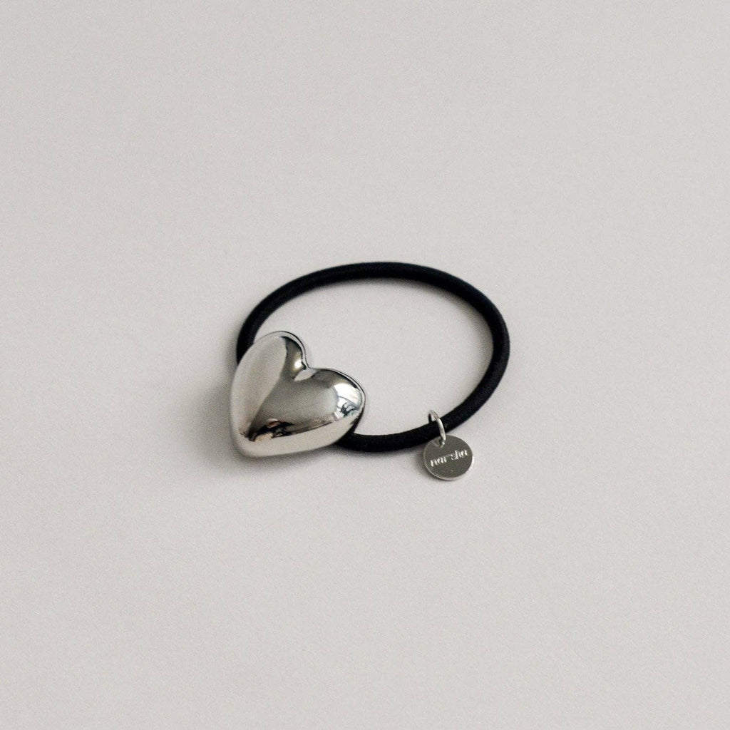 Silver Heart-Shaped Metal Cuff Hair Tie
