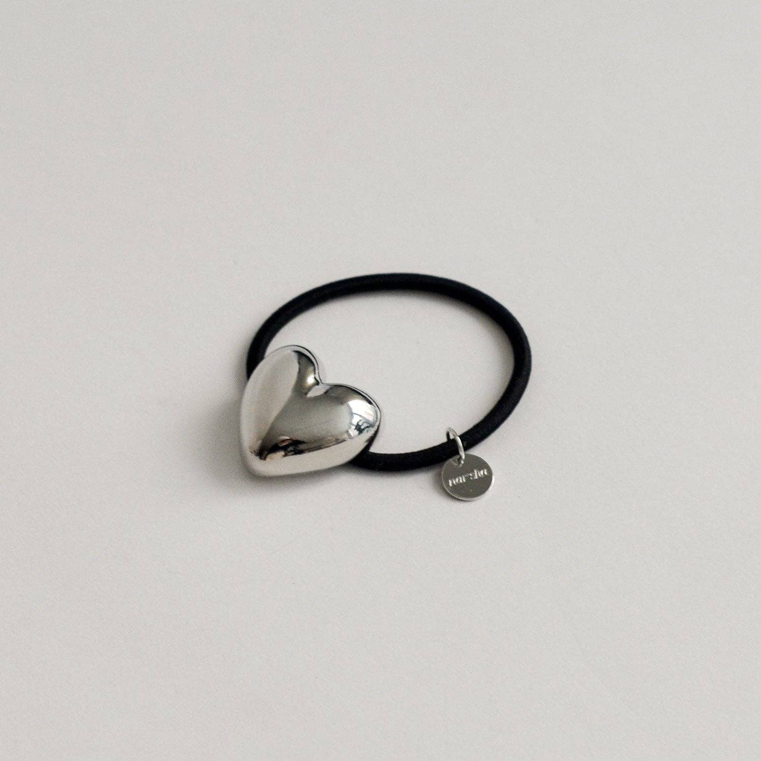Silver Heart-Shaped Metal Cuff Hair Tie