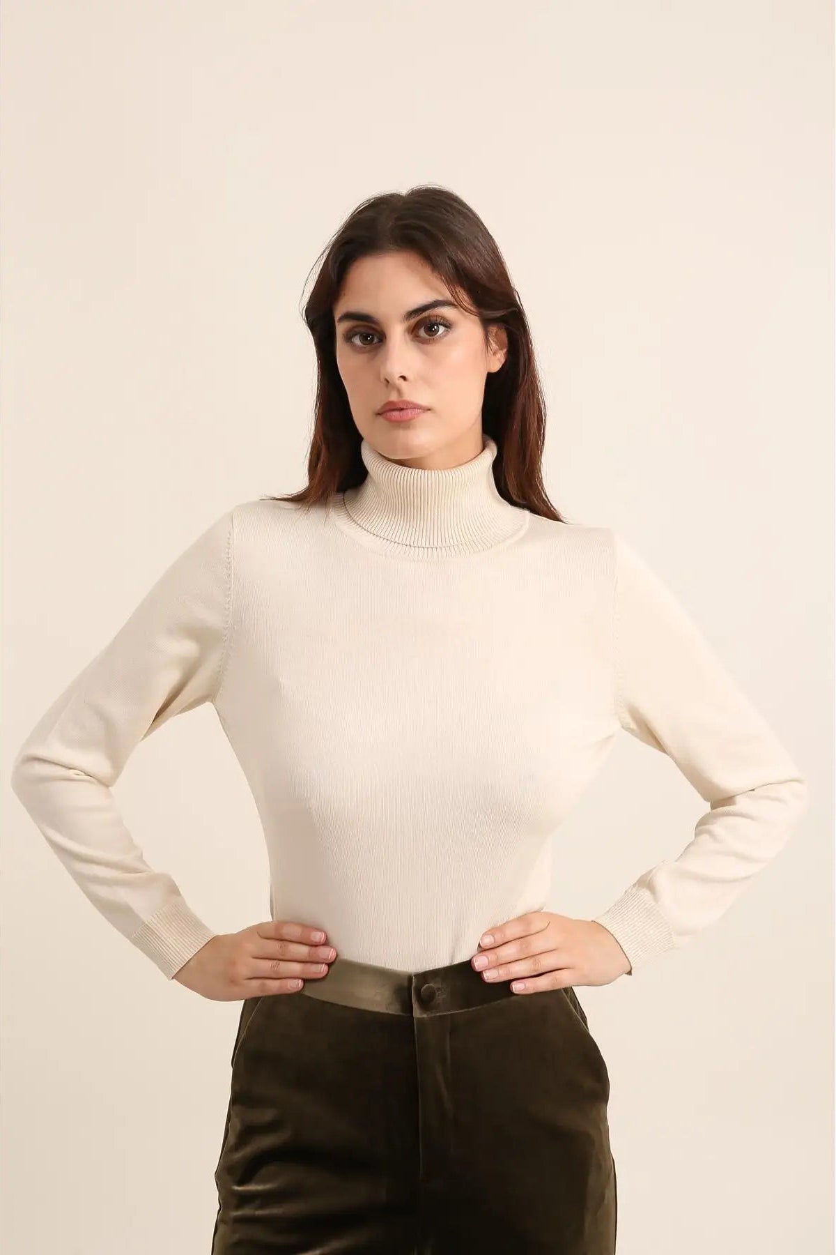 Beige Turtleneck Sweater
