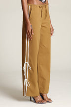 Side Tie Wide Leg Track Pants