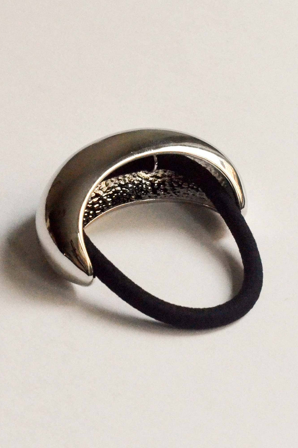 Silver Wide Crescent Metal Ponytail Hair Tie