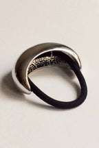 Silver Wide Crescent Metal Ponytail Hair Tie