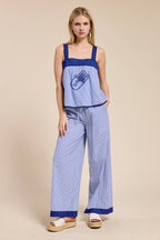 Cote Bleue Embroidered Stripe Tank Top