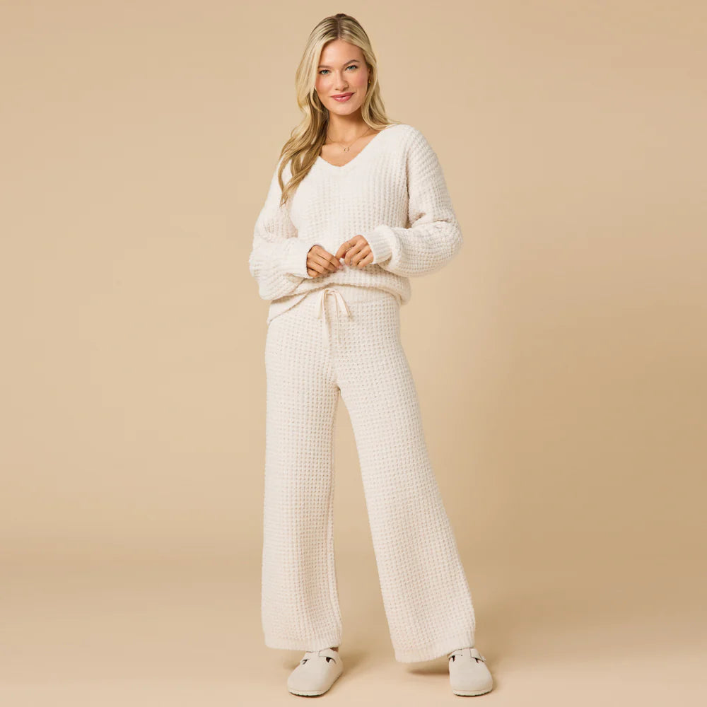 Marshmallow Waffle V-Neck Lounge Set