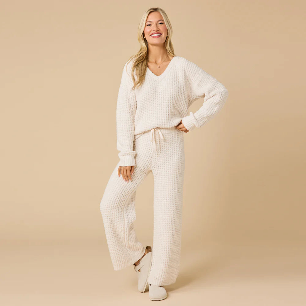 Marshmallow Waffle V-Neck Lounge Set