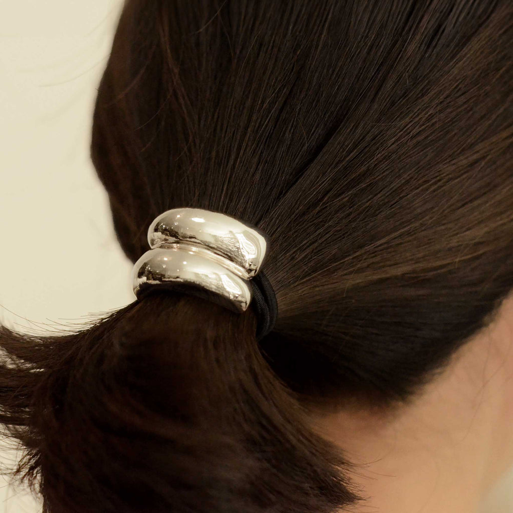 Silver Mini Double Arch Metal Ponytail Hair Tie