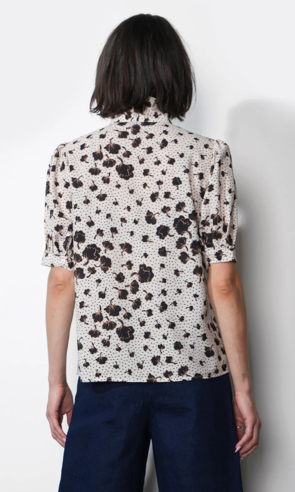 Delilah Scarf Neck Short Puff Sleeve Blouse