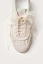 TB. 490 Crochet Cream Leather Sneakers