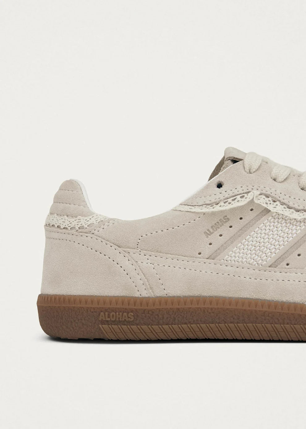 TB. 490 Crochet Cream Leather Sneakers