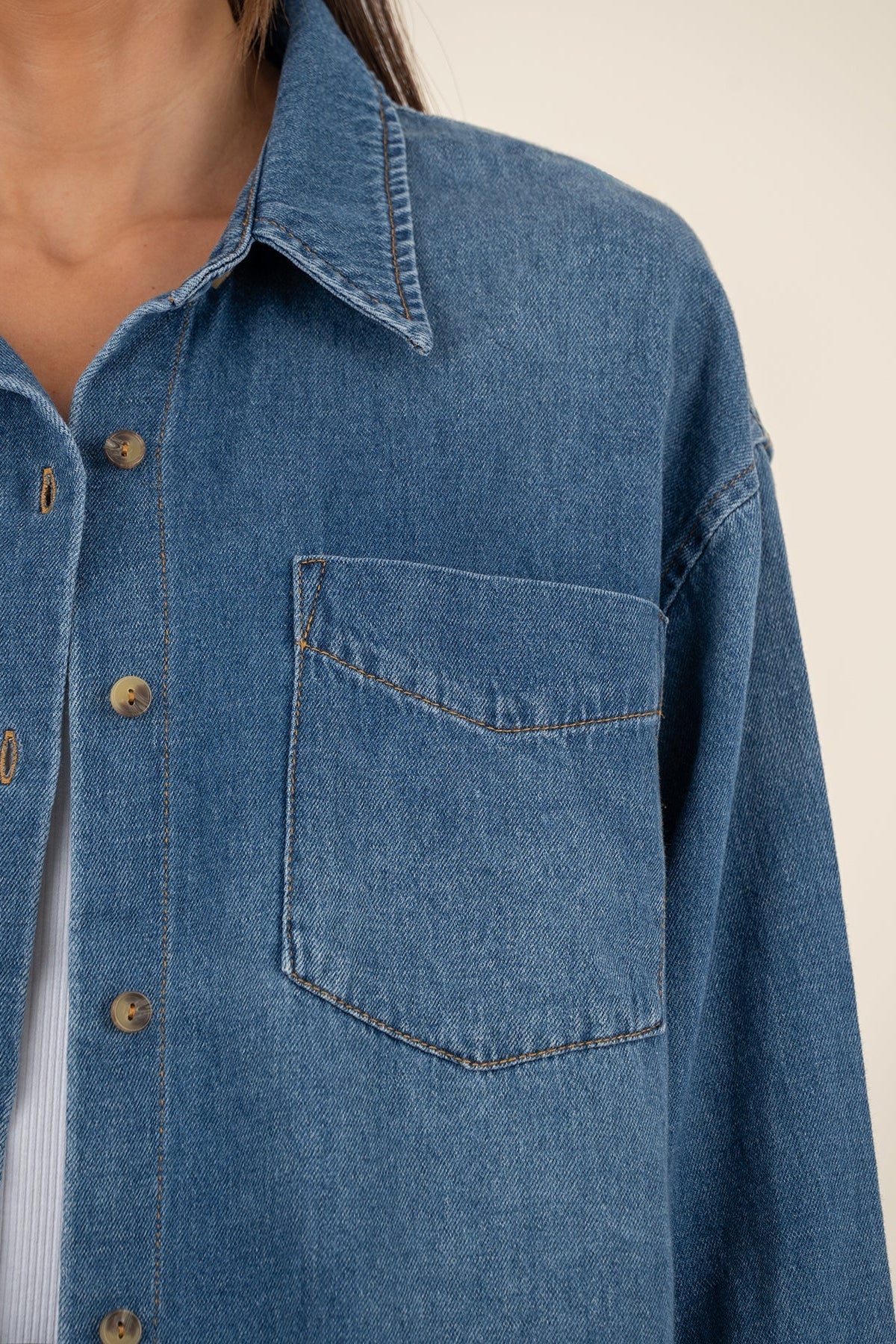 Gertie Button Down Denim Top