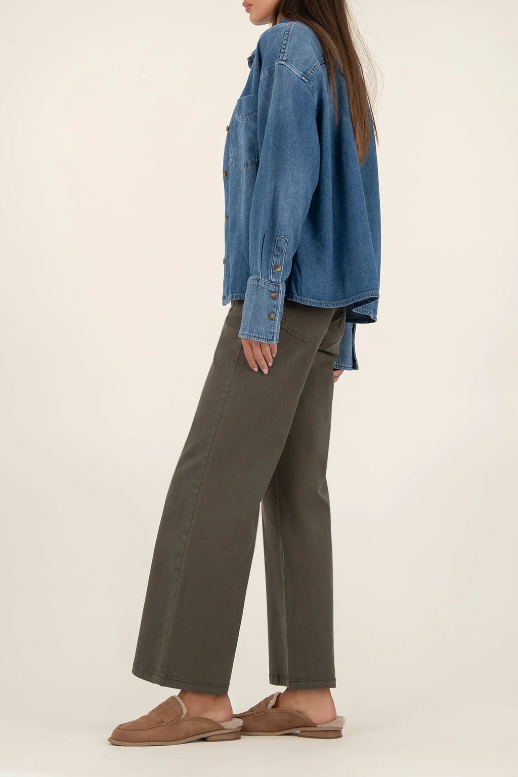 Gertie Button Down Denim Top
