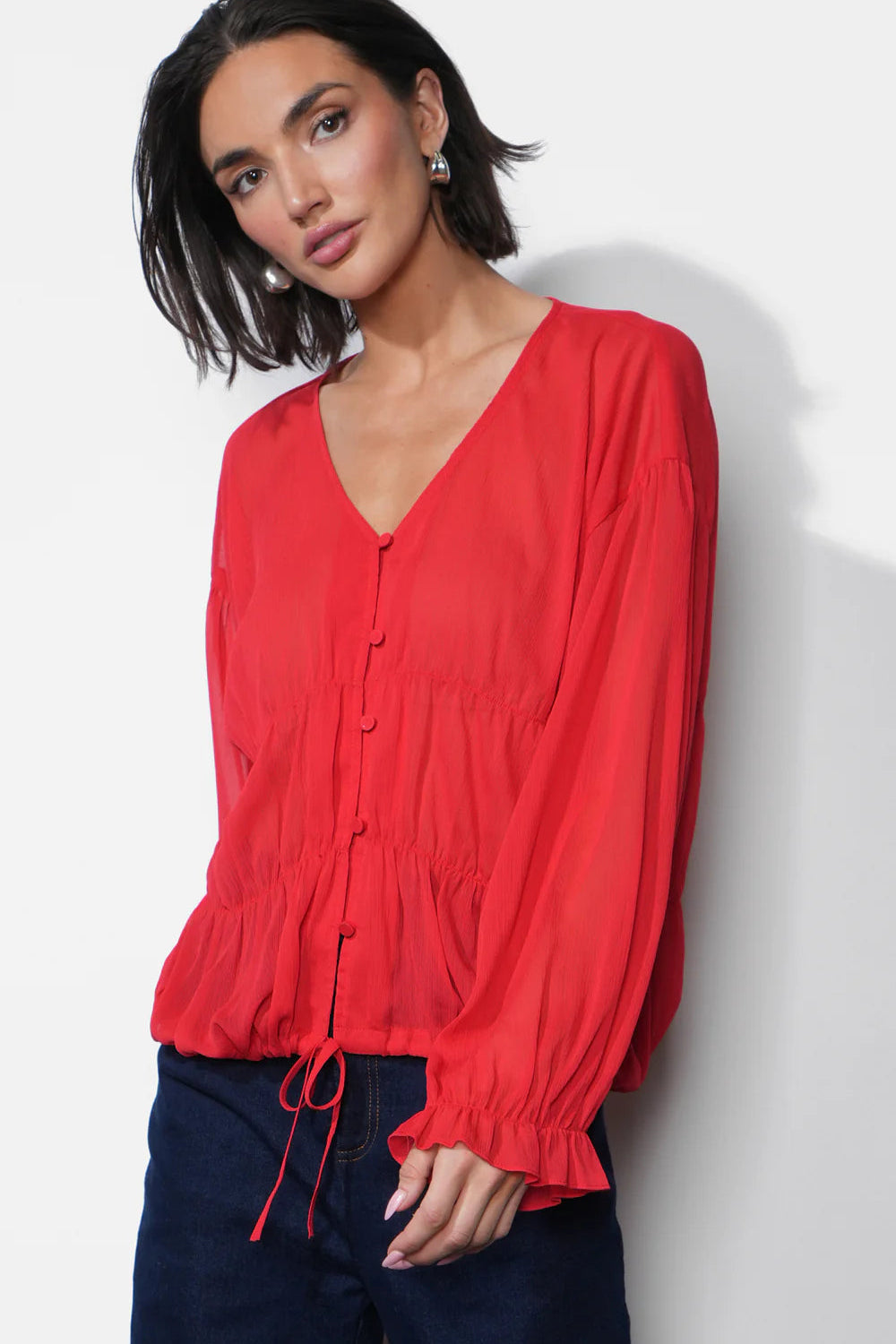 Lainey Flowy Button Front Blouse