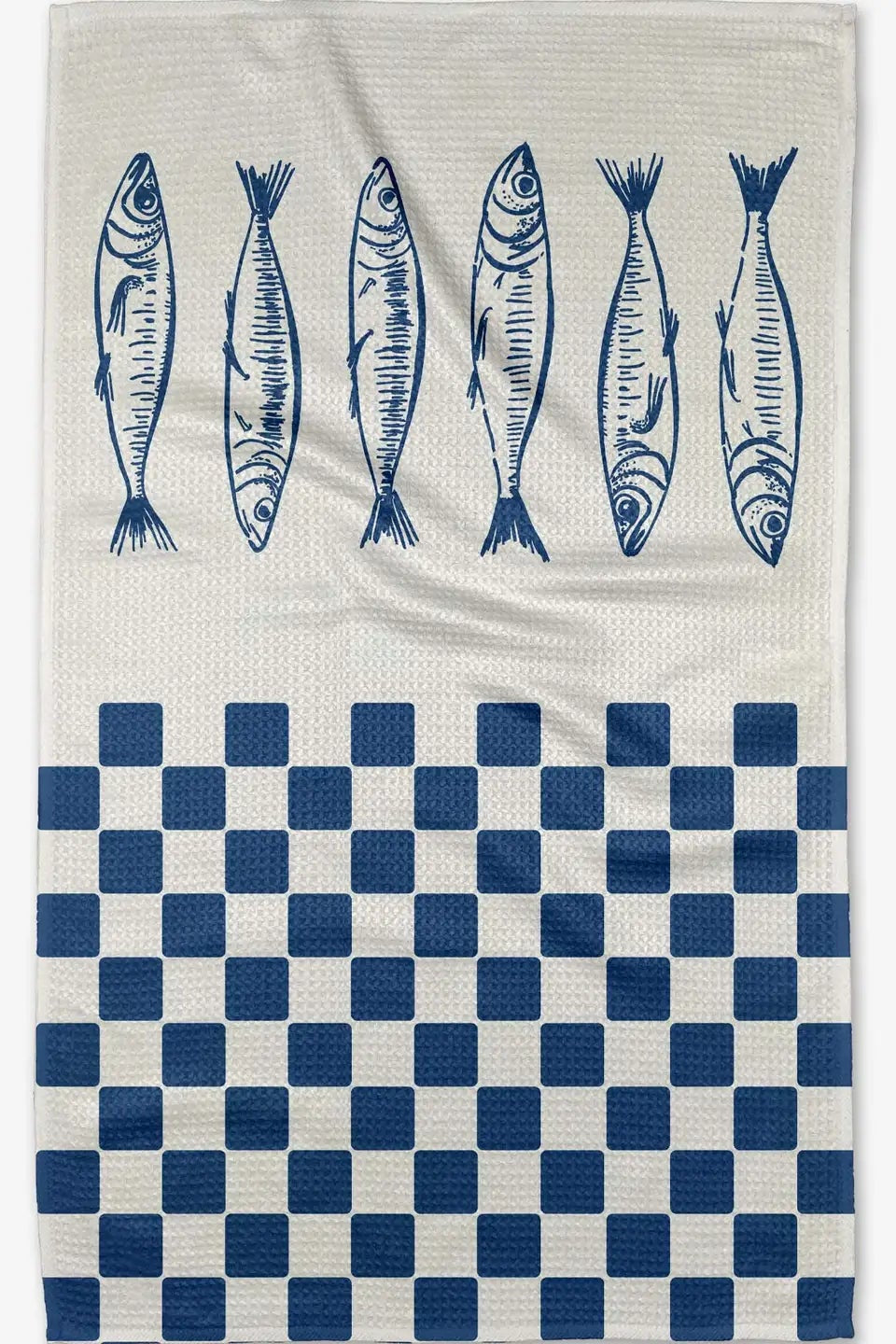 Sardine Check Blue Tea Towel