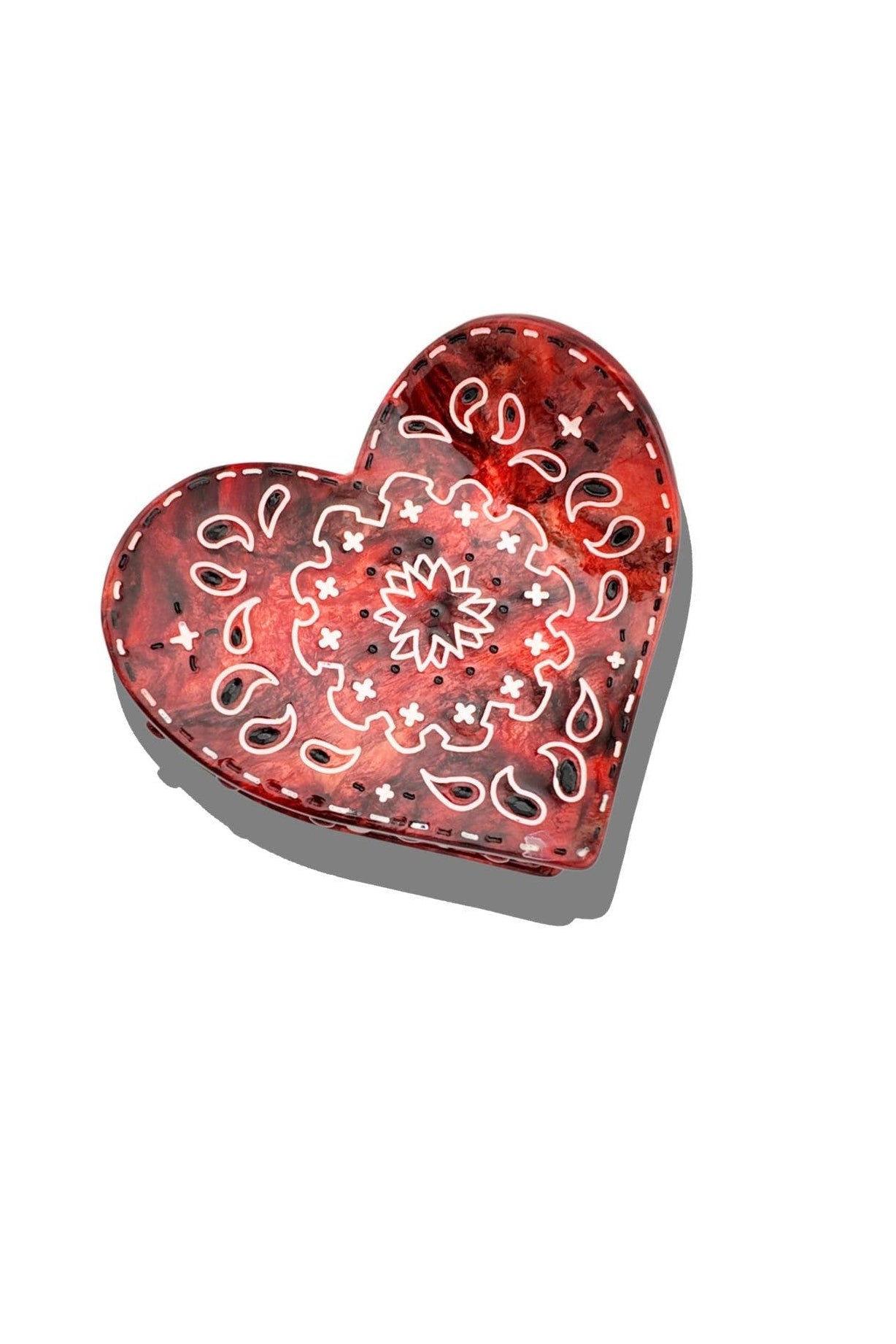 Hand-Painted Paisley Heart Hair Claw Clip