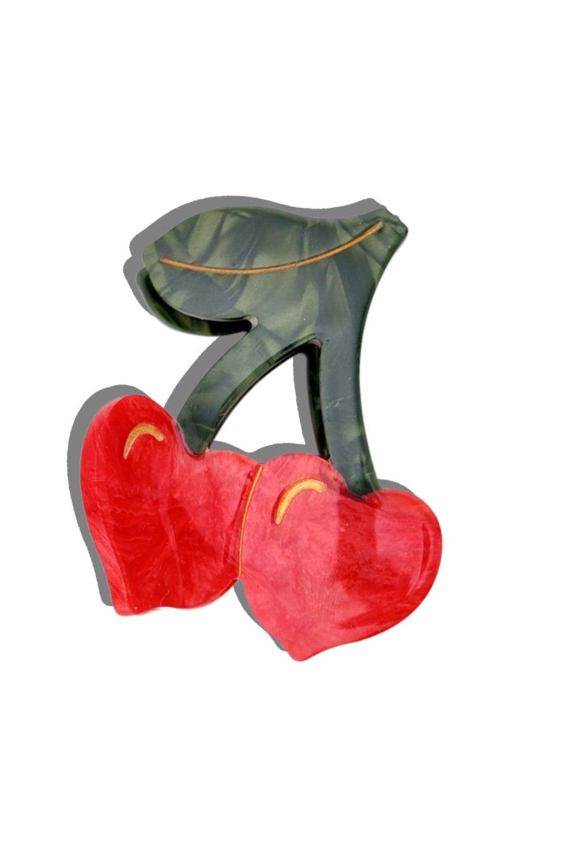 Hand-painted Cherry Hearts Hair Claw Clip