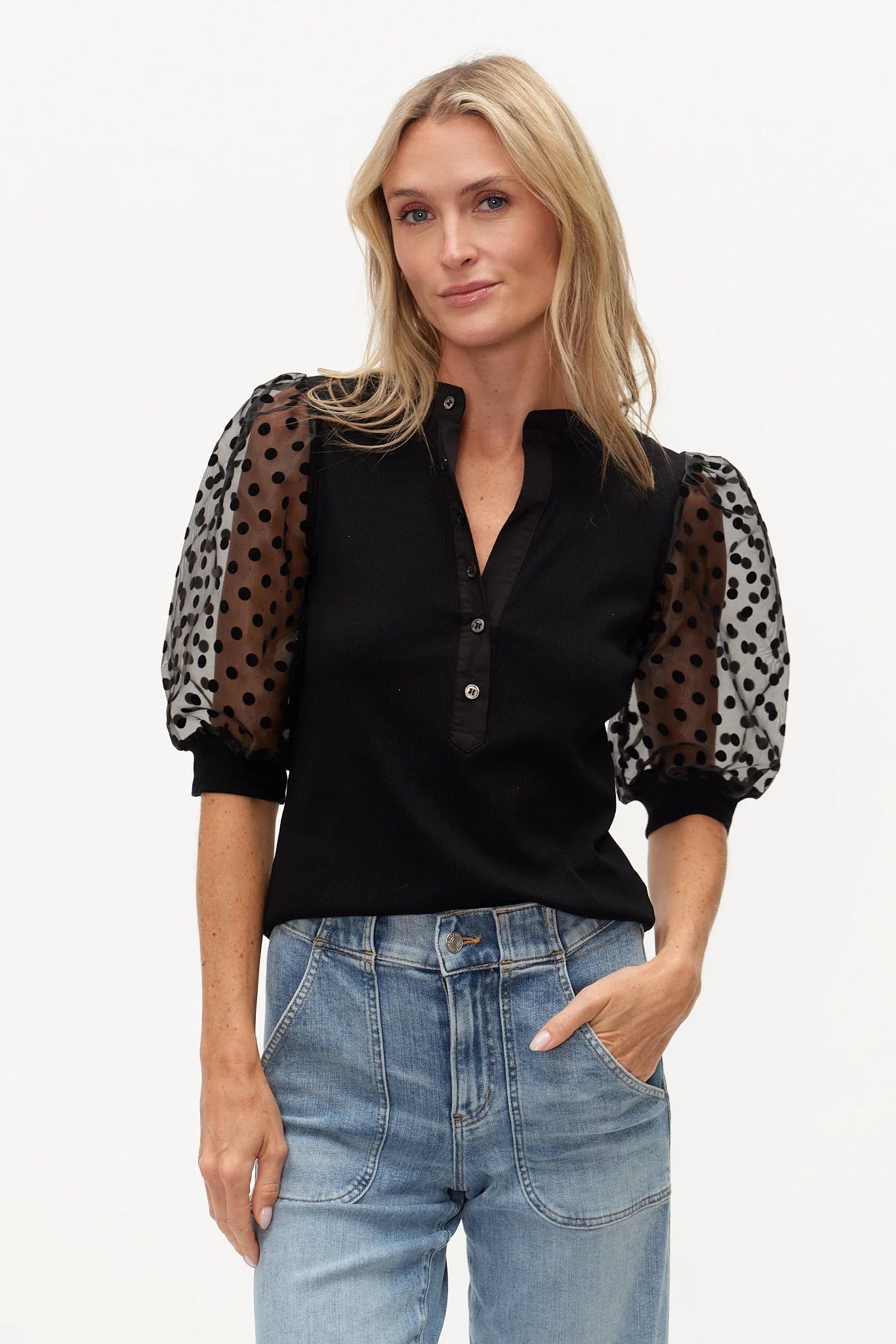 Colette Mixed Media Polka Dot Sleeve
