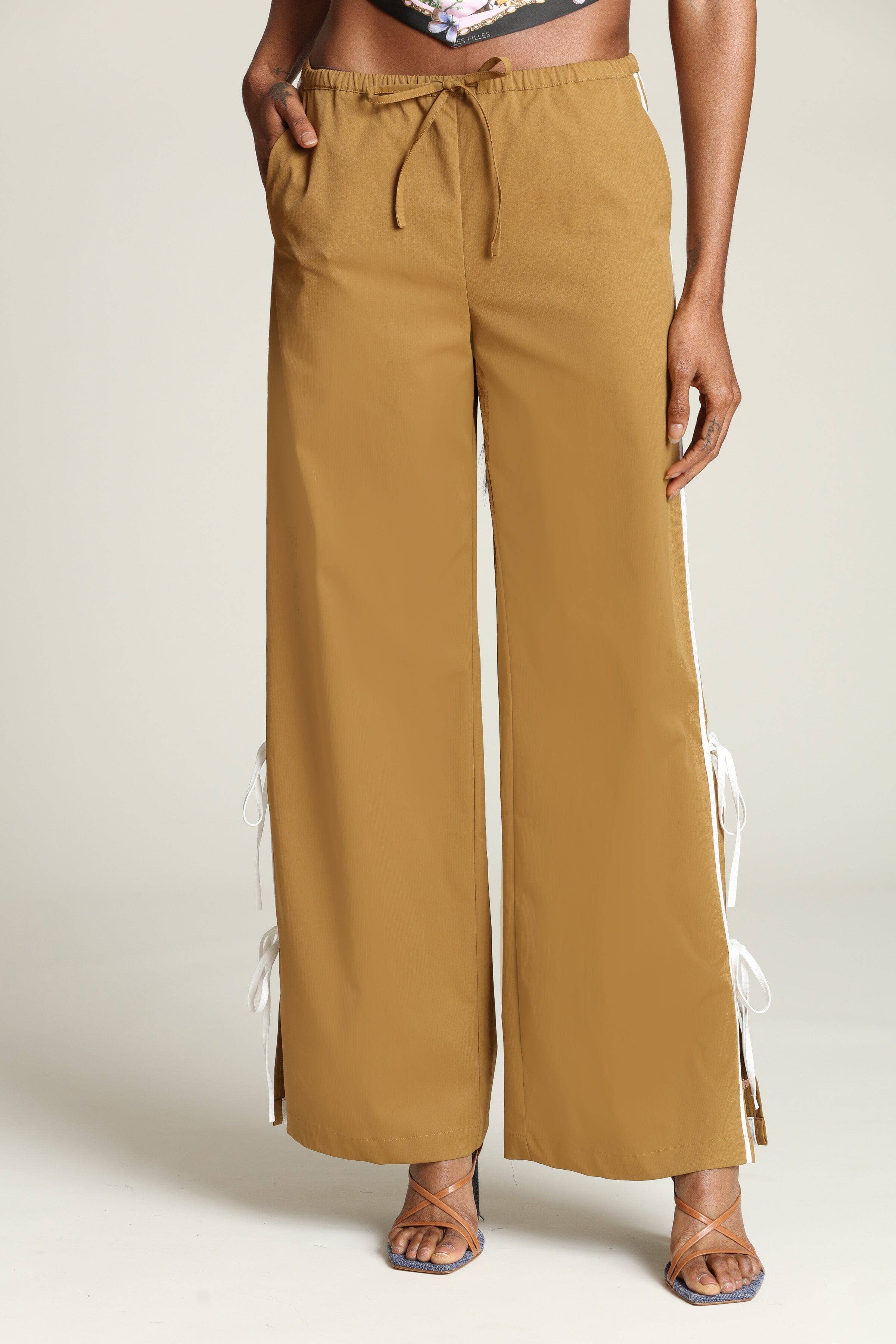 Side Tie Wide Leg Track Pants