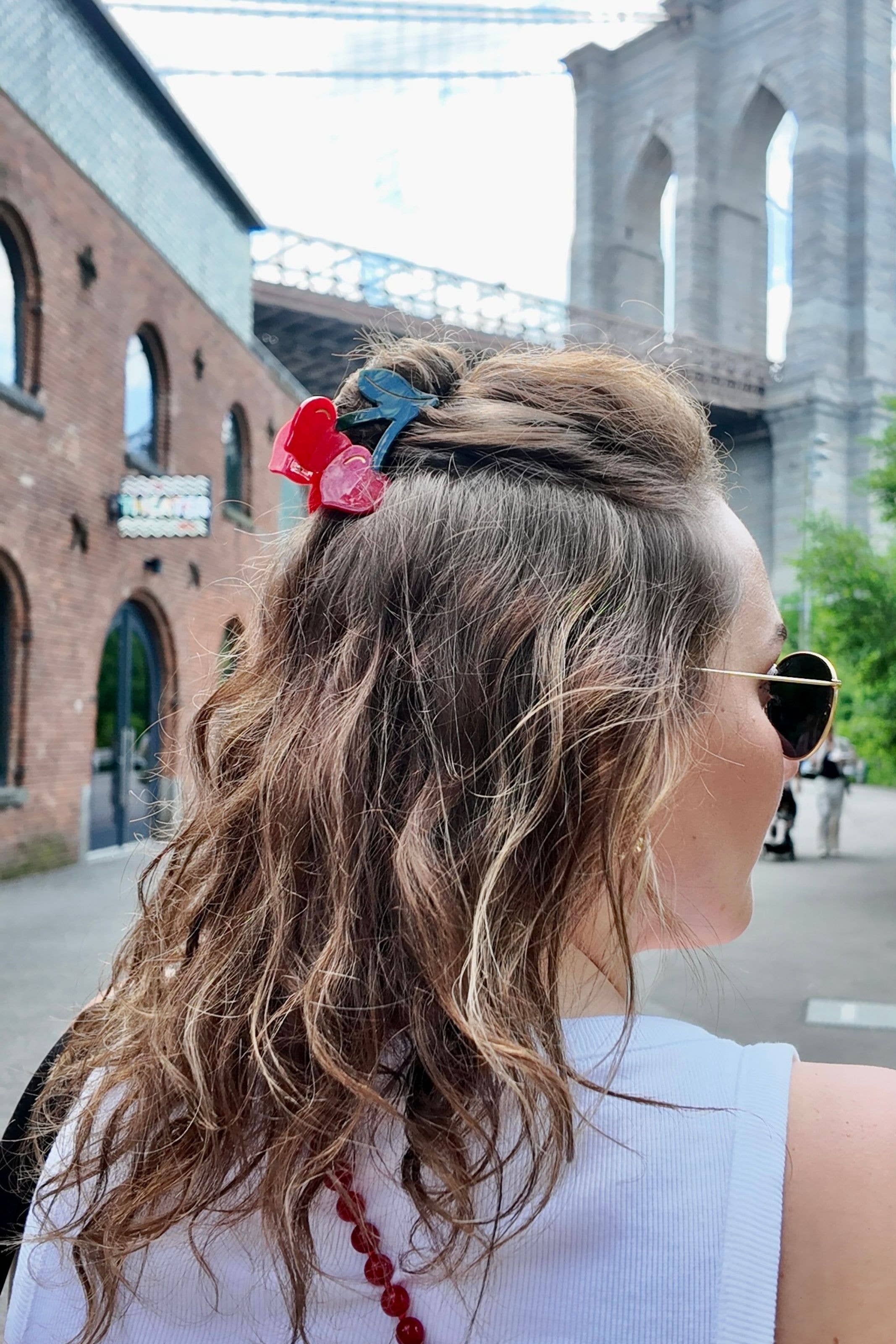 Hand-painted Cherry Hearts Hair Claw Clip