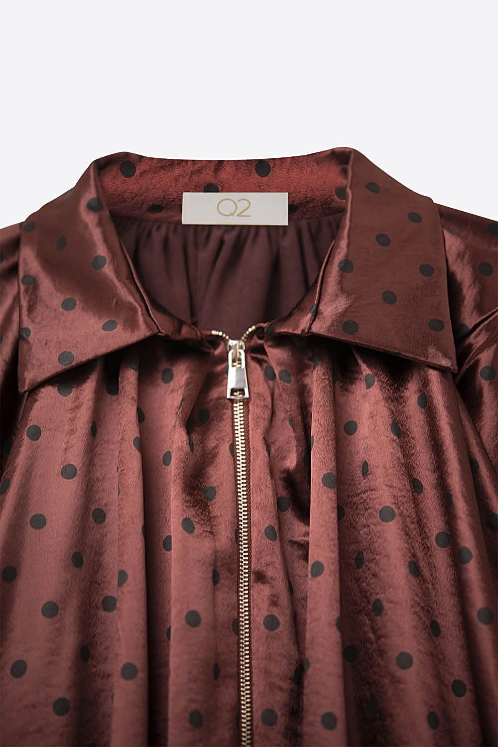 The Burgundy Polka Dot Satin Bomber