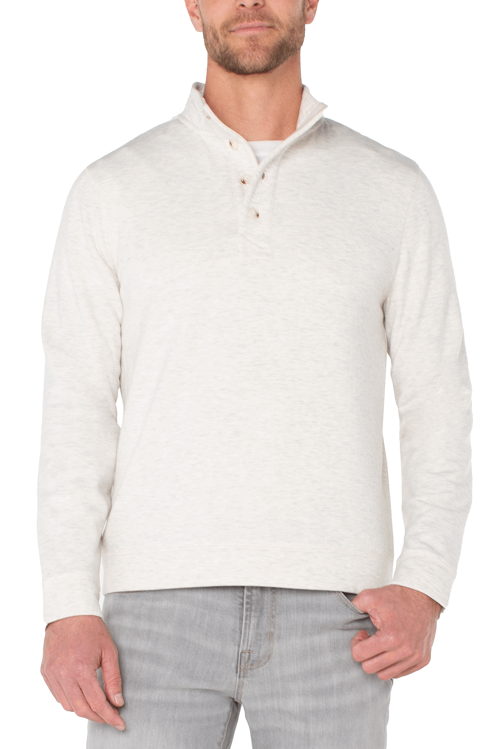 Mock Neck Button Placket Pullover