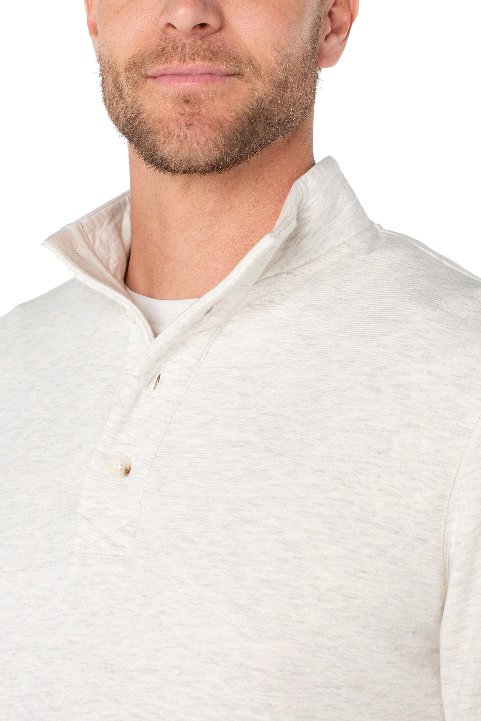 Mock Neck Button Placket Pullover